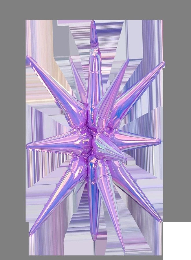 Atpata Funky Atapta Funky Iridescent Holographic Clear Party Decor Luxury Backdrop Balloons Set for Birthday Anniversary Baby Shower Festival Celebration (Amethyst Nebula Glow, 5pcs Foil Balloons) - Image 3